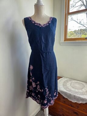 Vintage Y2K Good Clothes Linen Embroidered Dress